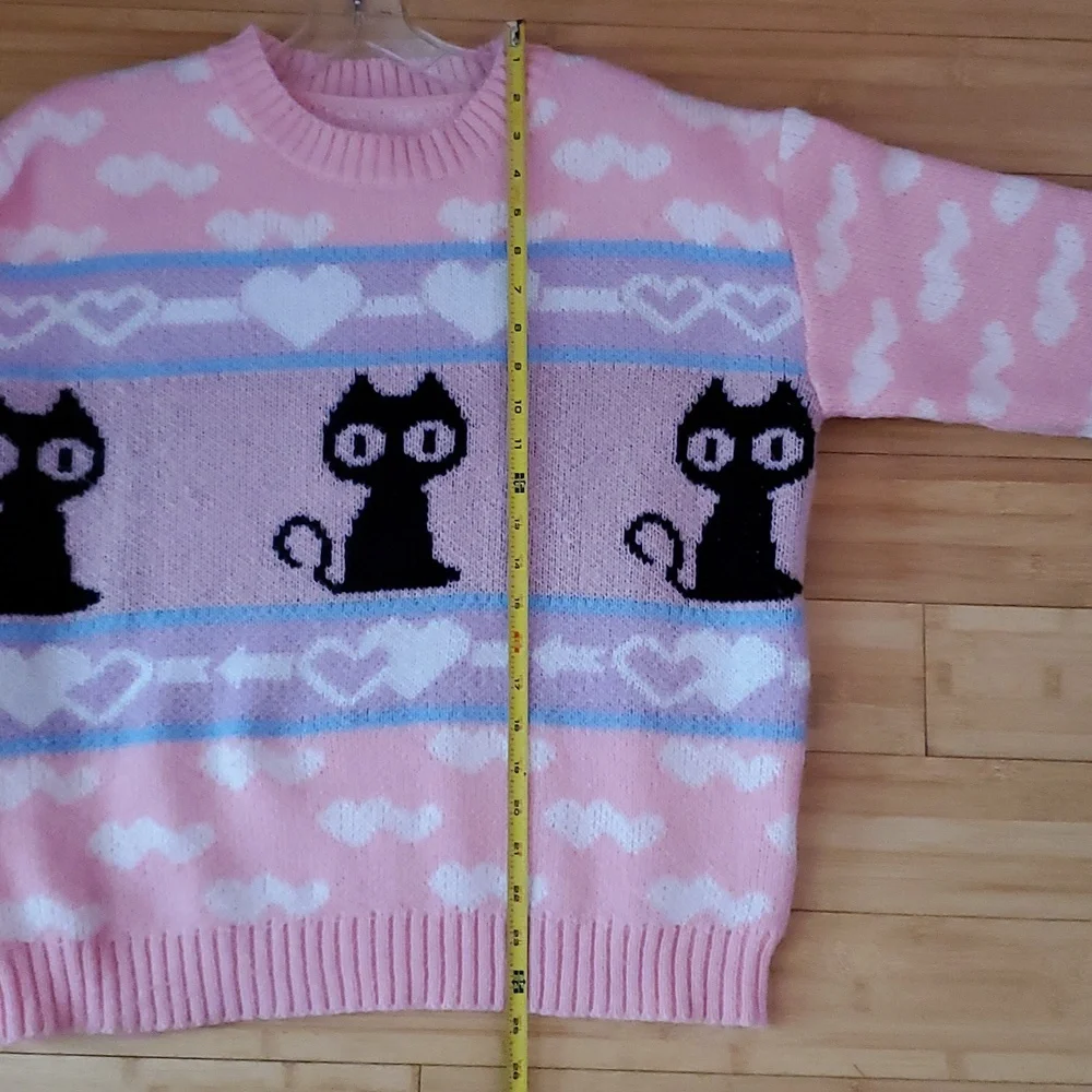 Pink Cat Pattern Sweater - Picture 9 of 10